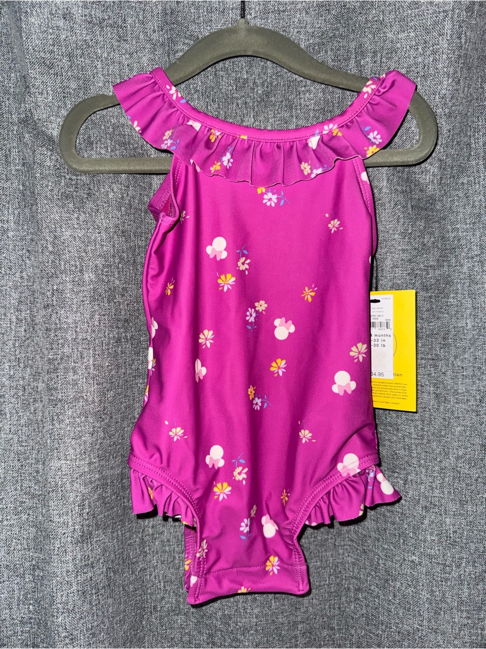 Girls' Pink Floral Minnie Ruffle One-Piece Swim Suit